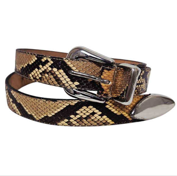 Macy's Genuine Python Snakeskin Leather Belt in Brown Size M/L - Picture 1 of 8